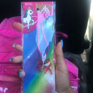 Plastic red unicorn necklace